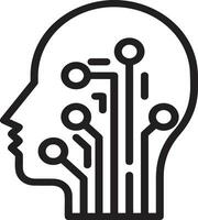 Artificial Intelligence icon symbol vector image. Illustration of the brain robot learning human smart algorithm design image.