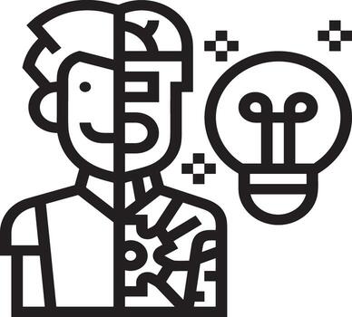Artificial Intelligence icon symbol vector image. Illustration of the brain robot learning human smart algorithm design image.