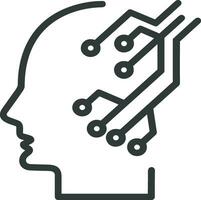 Artificial Intelligence icon symbol vector image. Illustration of the brain robot learning human smart algorithm design image.