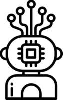 Artificial Intelligence icon symbol vector image. Illustration of the brain robot learning human smart algorithm design image.