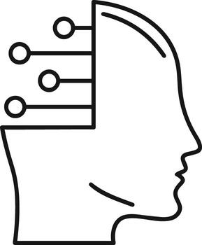 Artificial Intelligence icon symbol vector image. Illustration of the brain robot learning human smart algorithm design image.