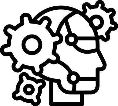 Artificial Intelligence icon symbol vector image. Illustration of the brain robot learning human smart algorithm design image.