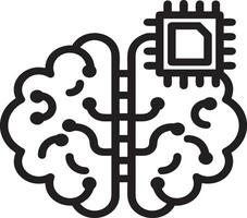 Artificial Intelligence icon symbol vector image. Illustration of the brain robot learning human smart algorithm design image.