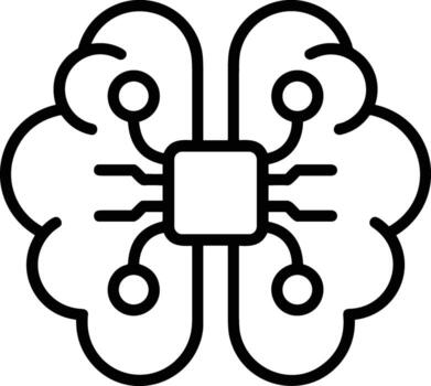 Artificial Intelligence icon symbol vector image. Illustration of the brain robot learning human smart algorithm design image.