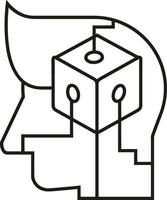 Artificial Intelligence icon symbol vector image. Illustration of the brain robot learning human smart algorithm design image.