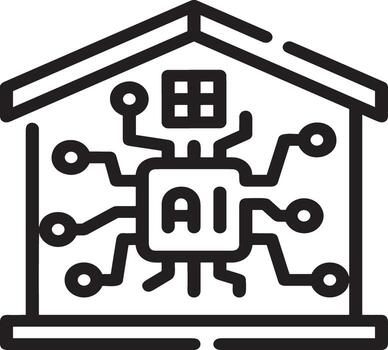 Artificial Intelligence icon symbol vector image. Illustration of the brain robot learning human smart algorithm design image.