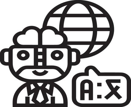 Artificial Intelligence icon symbol vector image. Illustration of the brain robot learning human smart algorithm design image.