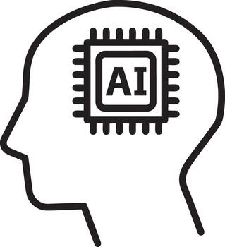 Artificial Intelligence icon symbol vector image. Illustration of the brain robot learning human smart algorithm design image.