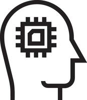 Artificial Intelligence icon symbol vector image. Illustration of the brain robot learning human smart algorithm design image.