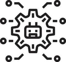 Artificial Intelligence icon symbol vector image. Illustration of the brain robot learning human smart algorithm design image.