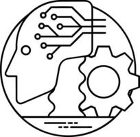 Artificial Intelligence icon symbol vector image. Illustration of the brain robot learning human smart algorithm design image.