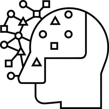 Artificial Intelligence icon symbol vector image. Illustration of the brain robot learning human smart algorithm design image.