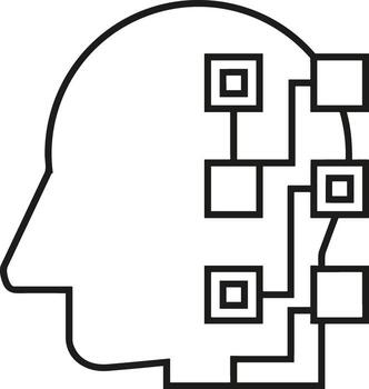 Artificial Intelligence icon symbol vector image. Illustration of the brain robot learning human smart algorithm design image.