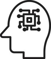 Artificial Intelligence icon symbol vector image. Illustration of the brain robot learning human smart algorithm design image.