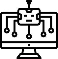 Artificial Intelligence icon symbol vector image. Illustration of the brain robot learning human smart algorithm design image.