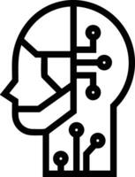 Artificial Intelligence icon symbol vector image. Illustration of the brain robot learning human smart algorithm design image.