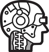 Artificial Intelligence icon symbol vector image. Illustration of the brain robot learning human smart algorithm design image.