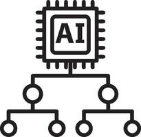 Artificial Intelligence icon symbol vector image. Illustration of the brain robot learning human smart algorithm design image.