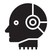 Artificial Intelligence icon symbol vector image. Illustration of the brain robot learning human smart algorithm design image.