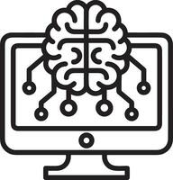 Artificial Intelligence icon symbol vector image. Illustration of the brain robot learning human smart algorithm design image.