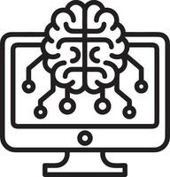 Artificial Intelligence icon symbol vector image. Illustration of the brain robot learning human smart algorithm design image.