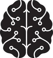 Artificial Intelligence icon symbol vector image. Illustration of the brain robot learning human smart algorithm design image.