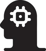 Artificial Intelligence icon symbol vector image. Illustration of the brain robot learning human smart algorithm design image.