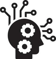 Artificial Intelligence icon symbol vector image. Illustration of the brain robot learning human smart algorithm design image.