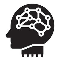 Artificial Intelligence icon symbol vector image. Illustration of the brain robot learning human smart algorithm design image.