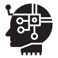 Artificial Intelligence icon symbol vector image. Illustration of the brain robot learning human smart algorithm design image.