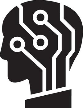 artificial inteligencia icono símbolo vector imagen. ilustración de el cerebro robot aprendizaje humano inteligente algoritmo diseño imagen.