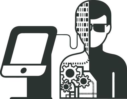 artificial inteligencia icono símbolo vector imagen. ilustración de el cerebro robot aprendizaje humano inteligente algoritmo diseño imagen.