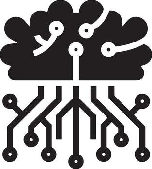 Artificial Intelligence icon symbol vector image. Illustration of the brain robot learning human smart algorithm design image.