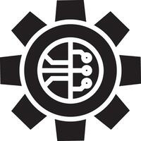 Artificial Intelligence icon symbol vector image. Illustration of the brain robot learning human smart algorithm design image.