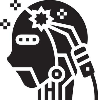 Artificial Intelligence icon symbol vector image. Illustration of the brain robot learning human smart algorithm design image.