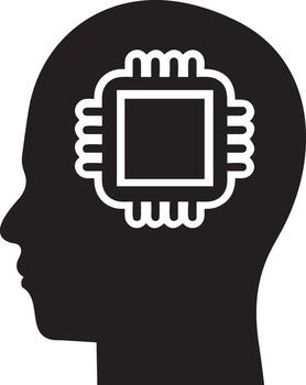 Artificial Intelligence icon symbol vector image. Illustration of the brain robot learning human smart algorithm design image.