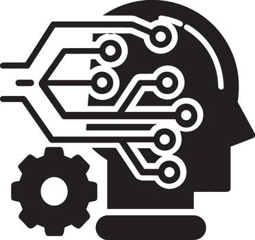 artificial inteligencia icono símbolo vector imagen. ilustración de el cerebro robot aprendizaje humano inteligente algoritmo diseño imagen.