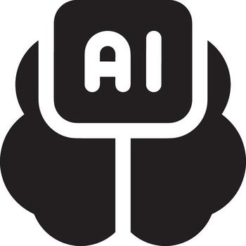 Artificial Intelligence icon symbol vector image. Illustration of the brain robot learning human smart algorithm design image.