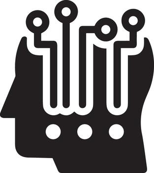 Artificial Intelligence icon symbol vector image. Illustration of the brain robot learning human smart algorithm design image.