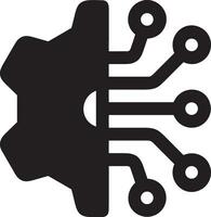 Artificial Intelligence icon symbol vector image. Illustration of the brain robot learning human smart algorithm design image.