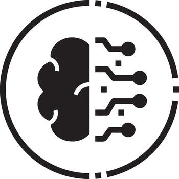 Artificial Intelligence icon symbol vector image. Illustration of the brain robot learning human smart algorithm design image.