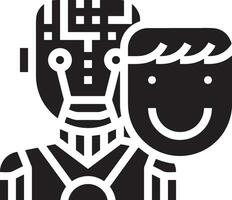 Artificial Intelligence icon symbol vector image. Illustration of the brain robot learning human smart algorithm design image.