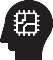 Artificial Intelligence icon symbol vector image. Illustration of the brain robot learning human smart algorithm design image.