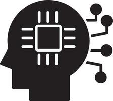 Artificial Intelligence icon symbol vector image. Illustration of the brain robot learning human smart algorithm design image.