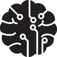 Artificial Intelligence icon symbol vector image. Illustration of the brain robot learning human smart algorithm design image.