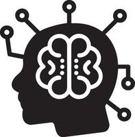 Artificial Intelligence icon symbol vector image. Illustration of the brain robot learning human smart algorithm design image.