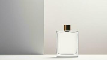 Perfume bottle mockup on white background. Generative AI photo