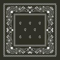 Black bandana kerchief paisley fabric patchwork abstract vector seamless pattern