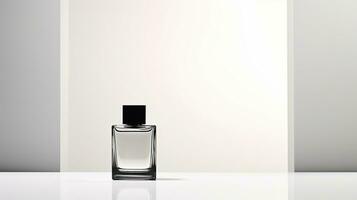 Perfume bottle mockup on white background. Generative AI photo