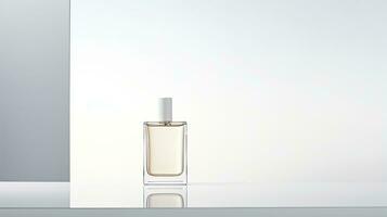 Perfume bottle mockup on white background. Generative AI photo